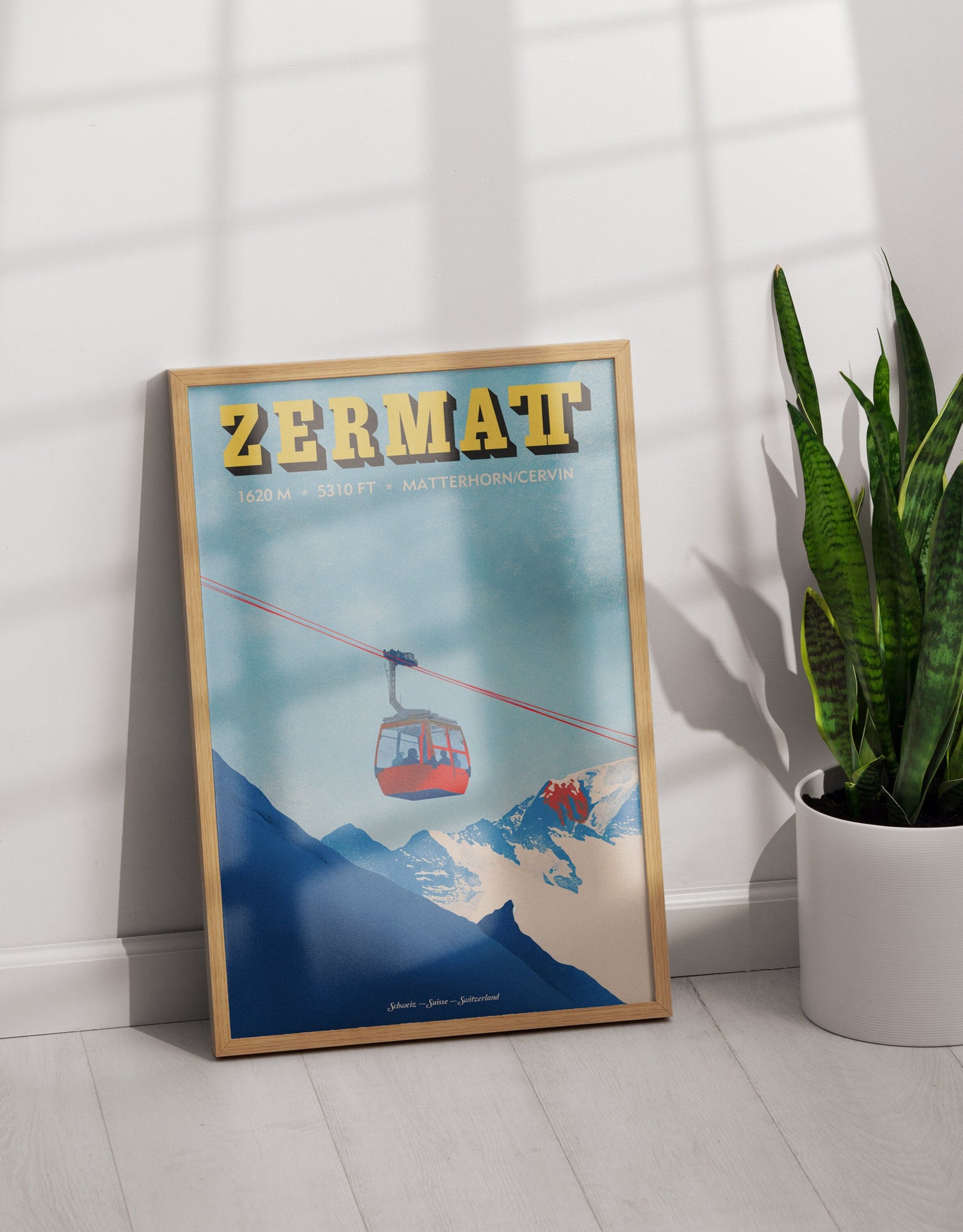 Zermatt Poster – Vintage Swiss Ski Travel Art Print