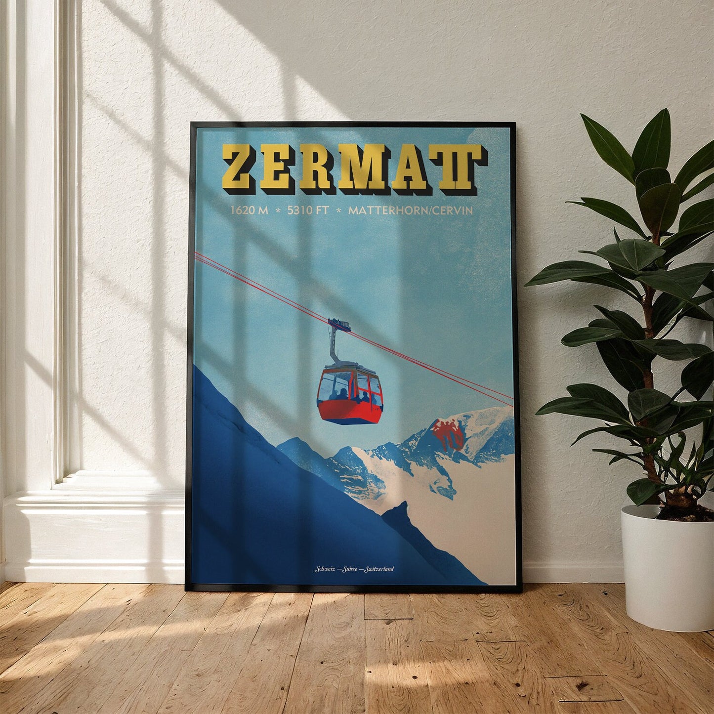 Zermatt Poster – Vintage Swiss Ski Travel Art Print