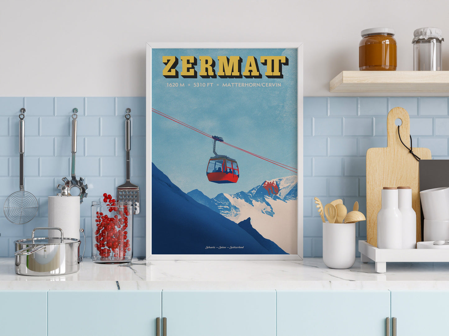 Zermatt Poster – Vintage Swiss Ski Travel Art Print
