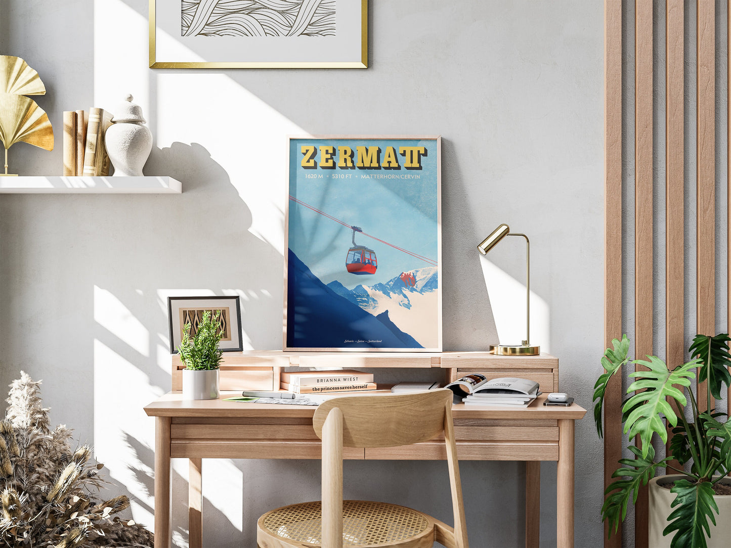 Zermatt Poster – Vintage Swiss Ski Travel Art Print