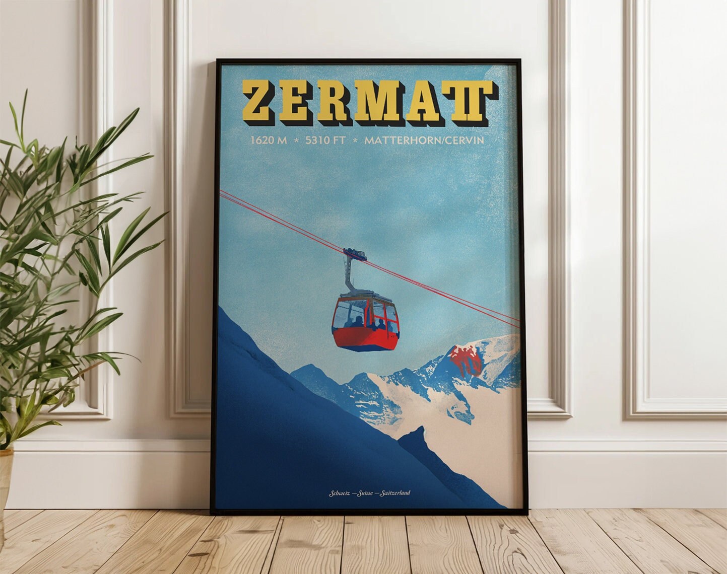 Zermatt Poster – Vintage Swiss Ski Travel Art Print