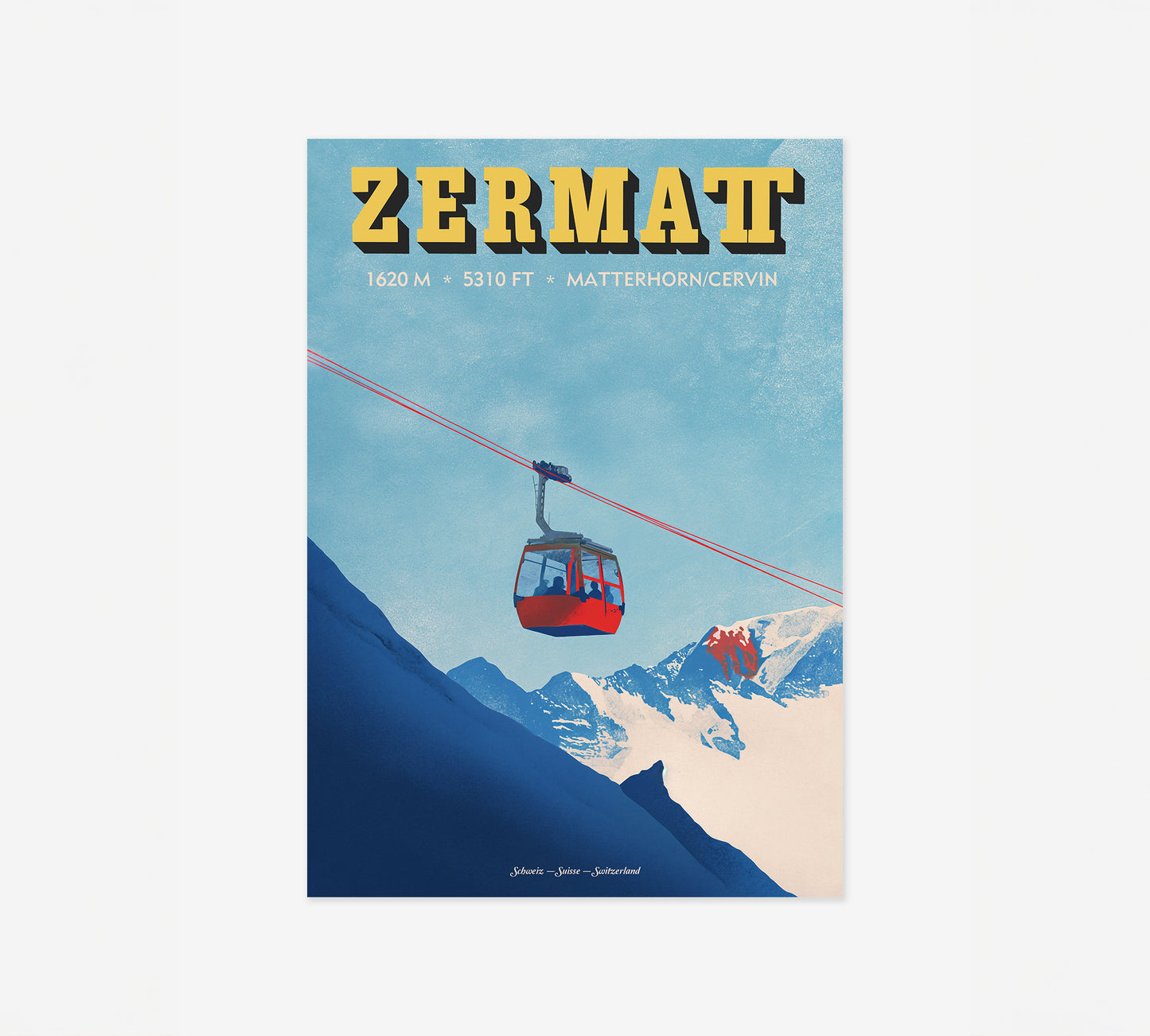 Zermatt Poster – Vintage Swiss Ski Travel Art Print