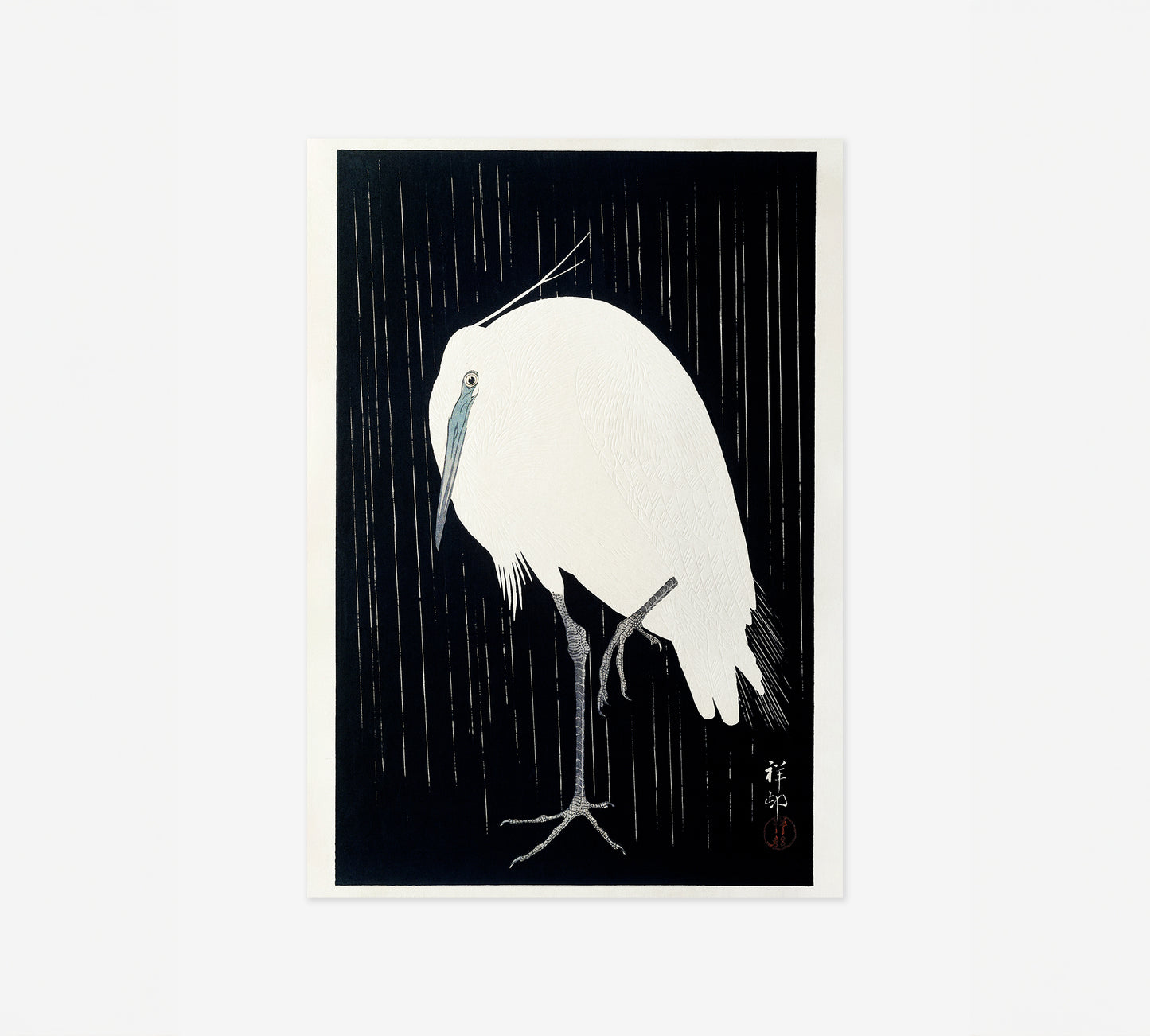 Egret in the rain