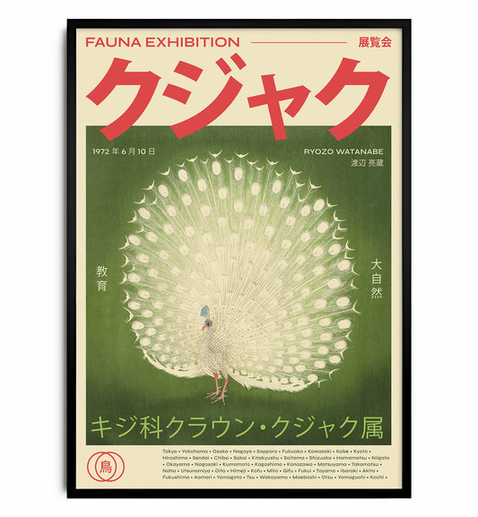 Fauna Exhibition – Japanese Peacock Poster, Vintage & Contemporary Wall Art