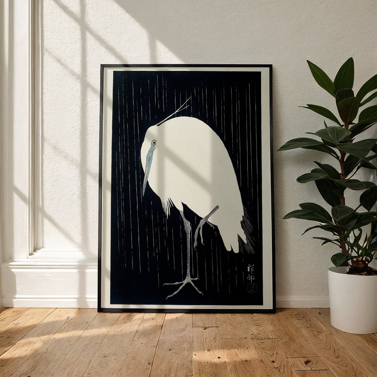 Egret in the rain