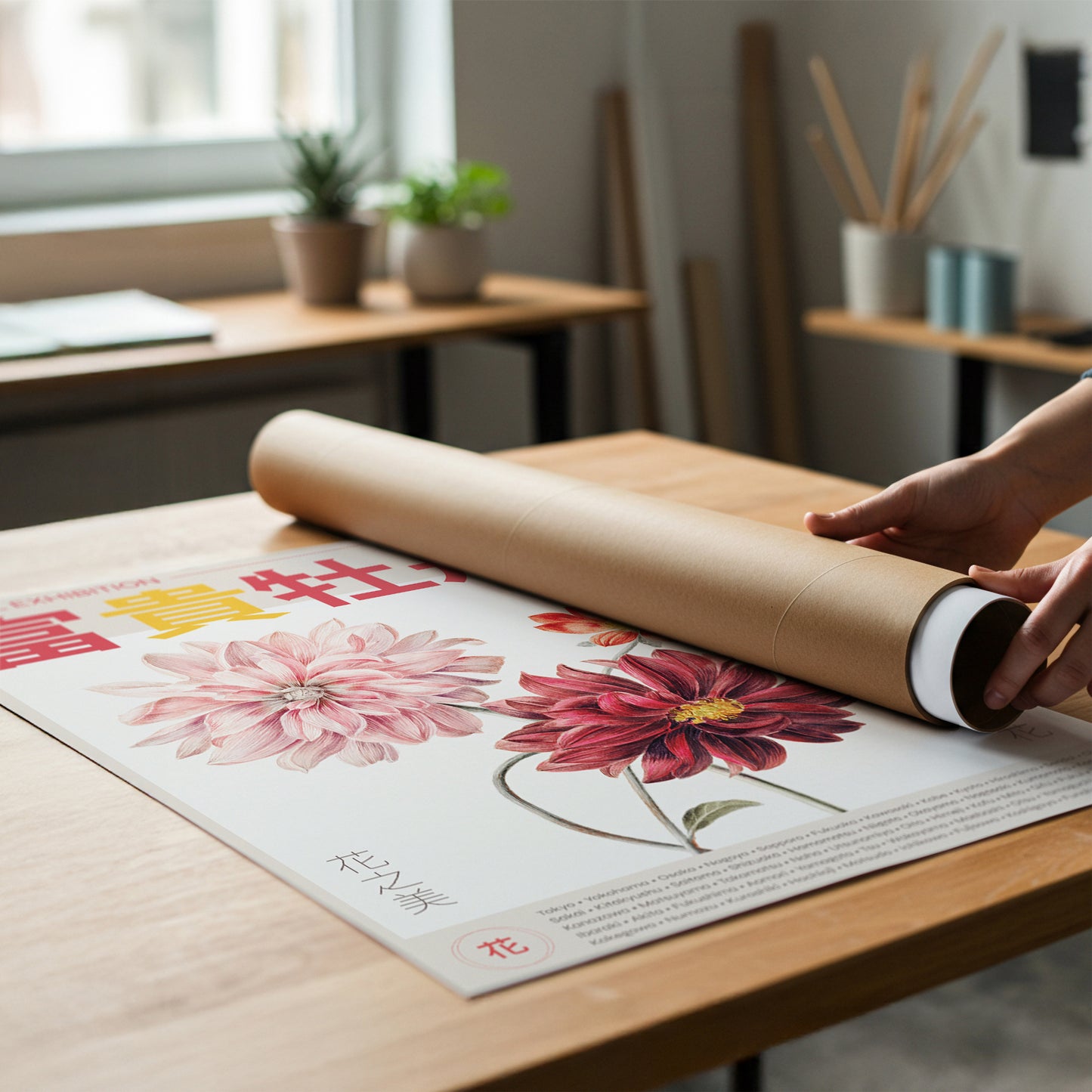 Japanese Peony Exhibition Poster – Japandi Wall Art, Vintage Japanese Print, Contemporary Floral Botanical Artwork