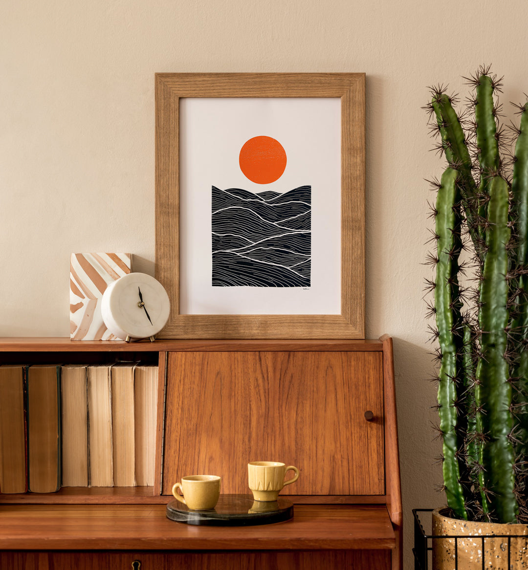 Sun and Waves – Minimal Japanese Print