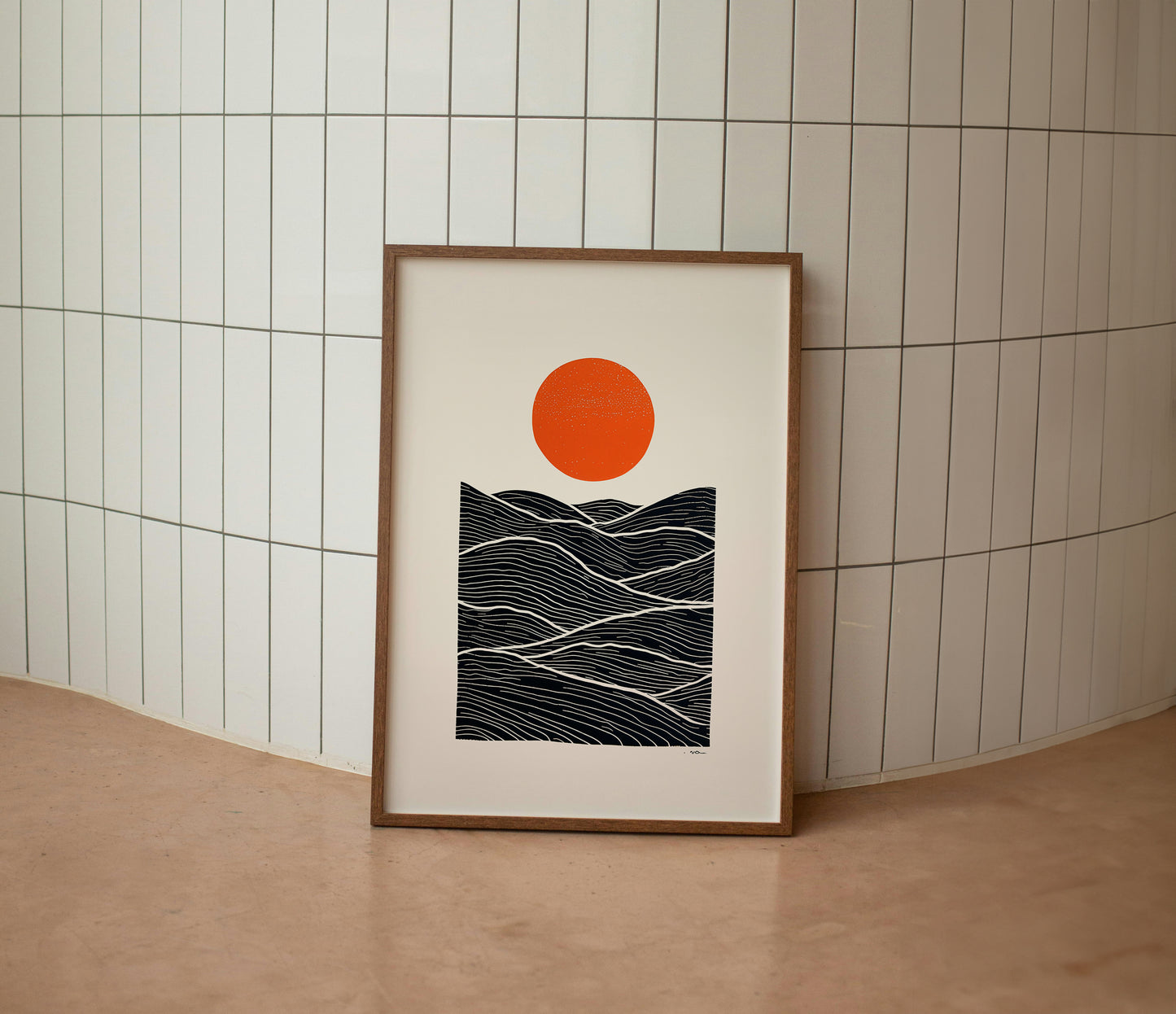 Sun and Waves – Minimal Japanese Print