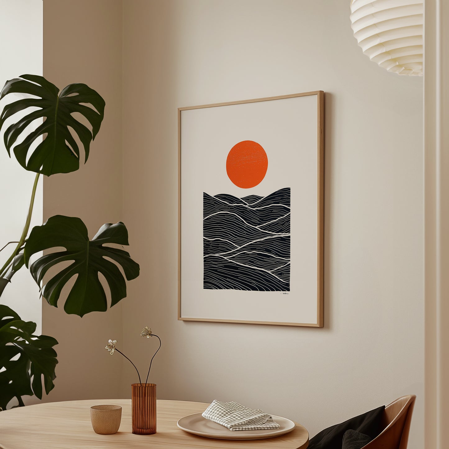 Sun and Waves – Minimal Japanese Print