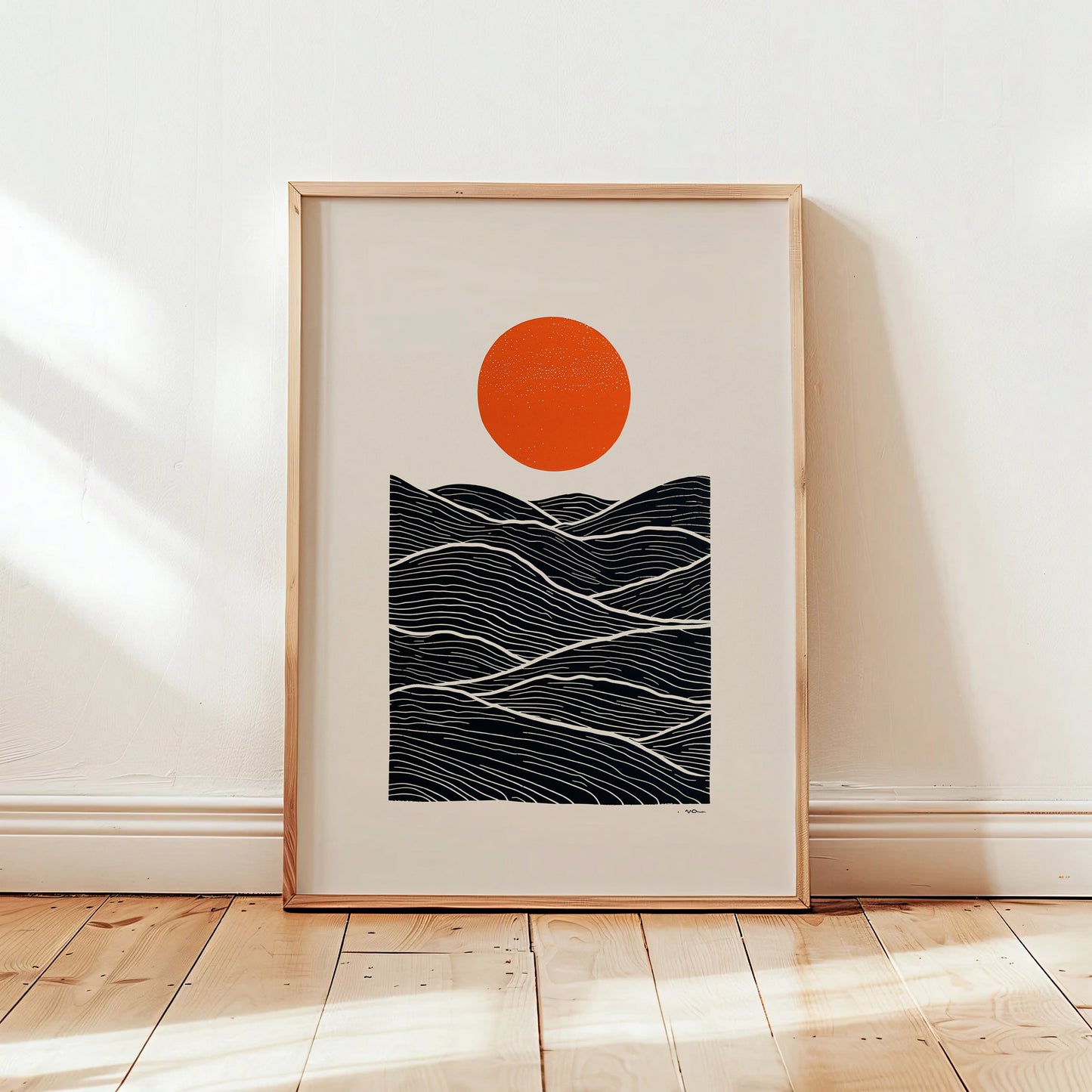 Sun and Waves – Minimal Japanese Print