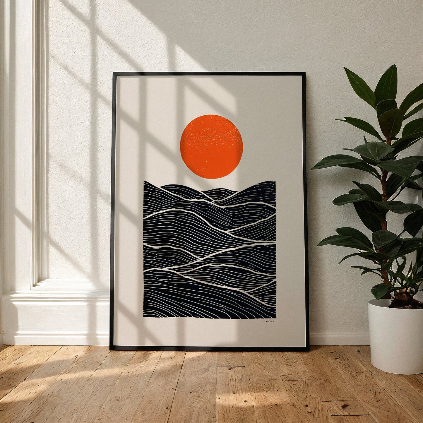 Sun and Waves – Minimal Japanese Print