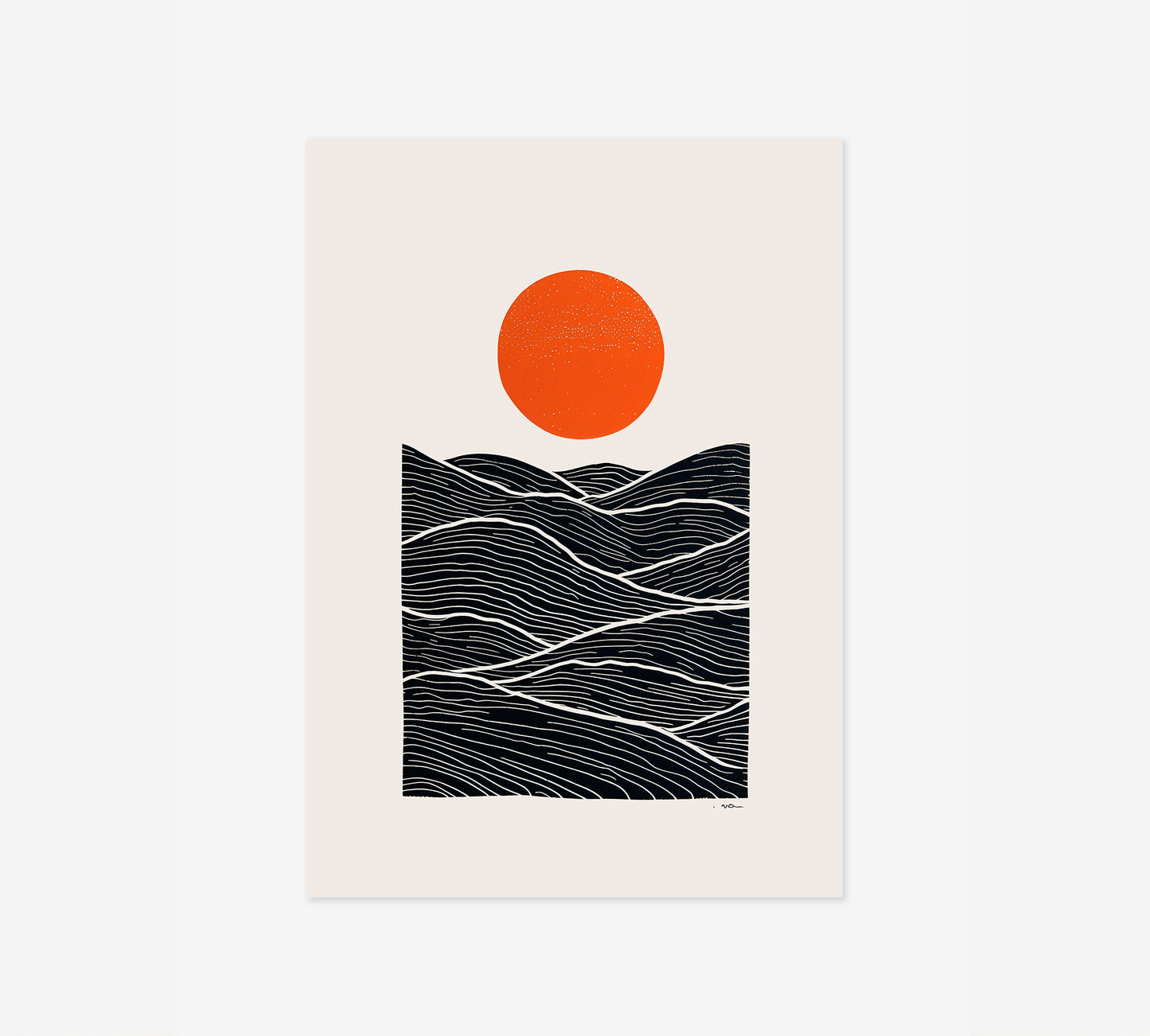 Sun and Waves – Minimal Japanese Print